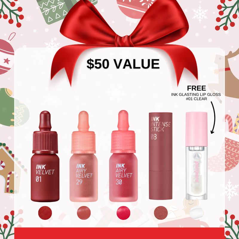 [Holiday Edition] Peripera Lip Set_Ink Velvet+(2) Ink Airy Velvet+Ink Intense Stick+Ink Glasting Lip Gloss