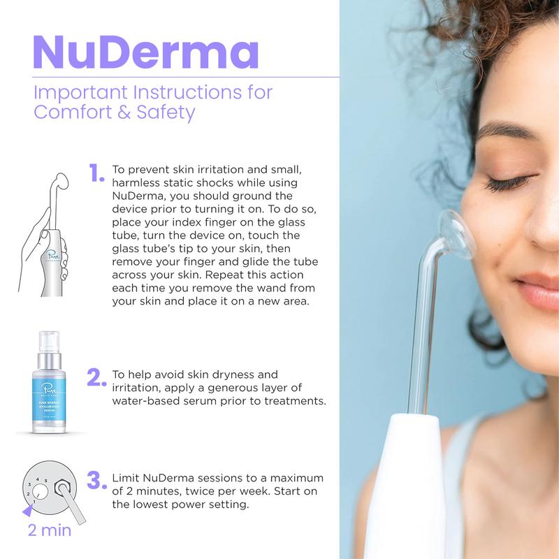 NuDerma Clinical High Frequency Wand with Fusion Neon-Argon Applicators Anti-Aging Anti-Acne by Pure Daily Care