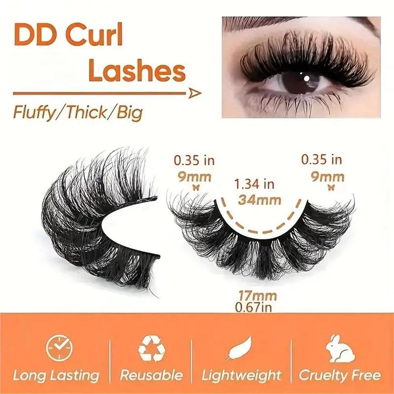 Fluffy Volumized False Eyelashes, 7 Pairs Faux Cluster Lashes, Natural Curling Eye Makeup Strip Lashes, Full Volume Eyelash for Eye Makeup Enhancement