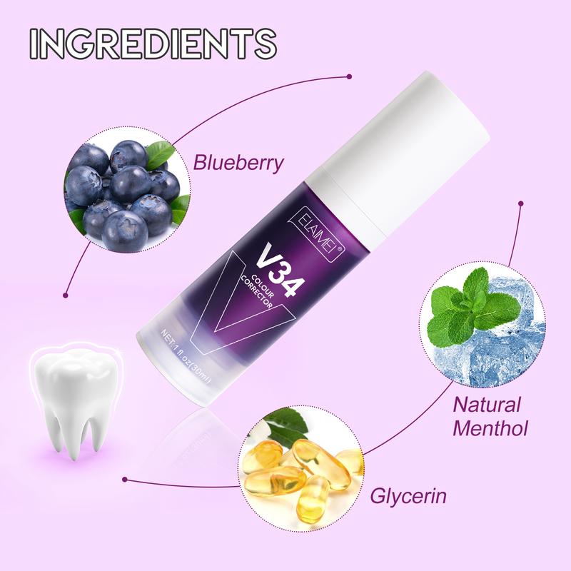 Elaimei V34 Cleaning Toothpaste , Blueberry Flavor (30ml)