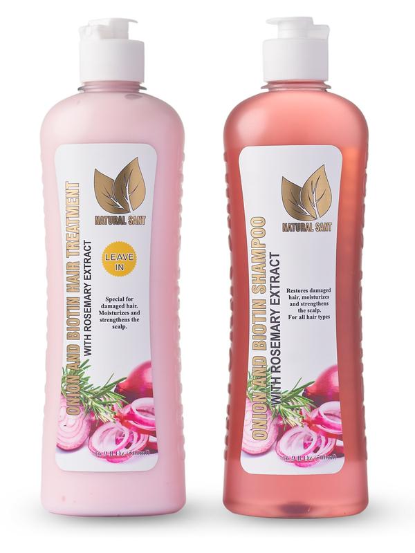 Natural Sant - Onion, Rosemary and Biotin Shampoo and Treatment Combo - (16 Fl Oz 500 ml) Blend Gentle