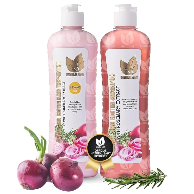 Onion Biotin and Rosemary Shampoo & Treatment for Stronger, Thicker and Longer Strands - Soft Shine, Anti-Hair Loss and Thinning, Growth Formula, Paraben and Silicone Free Conditioner