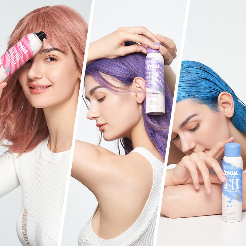 Zmile temporary hair dye spray ( color PINK & BLUE & PURPLE)