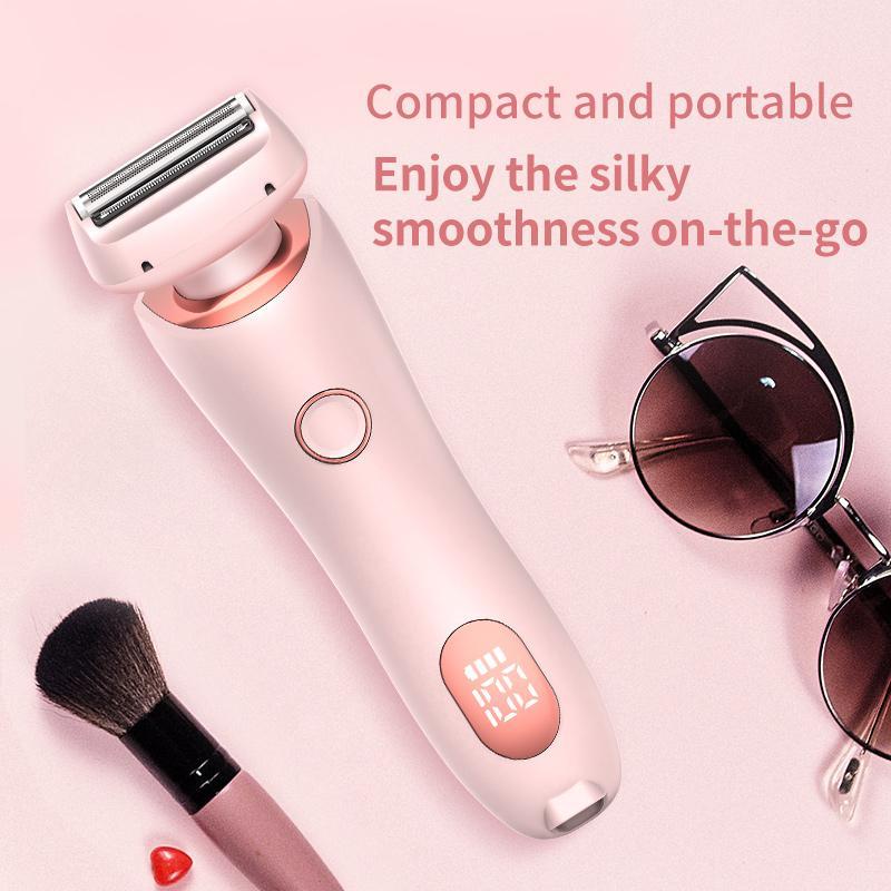 2 in 1 Electric Hair Remover, 1 Box Waterproof Electric Body Shaver & Accessories, Women's Hair Removal Tool for Arm, Underarm, Leg, Bikini Area, Face