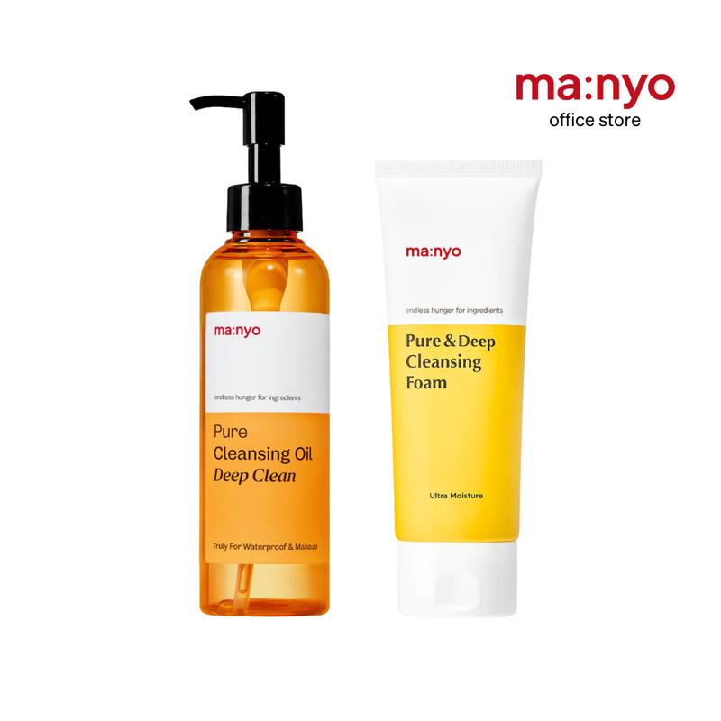 [ma:nyo Official Shop] Deep Clean Double Cleansing Set (Deep Oil 200ml + Foam Cleanser 100ml) Facial Hydrate