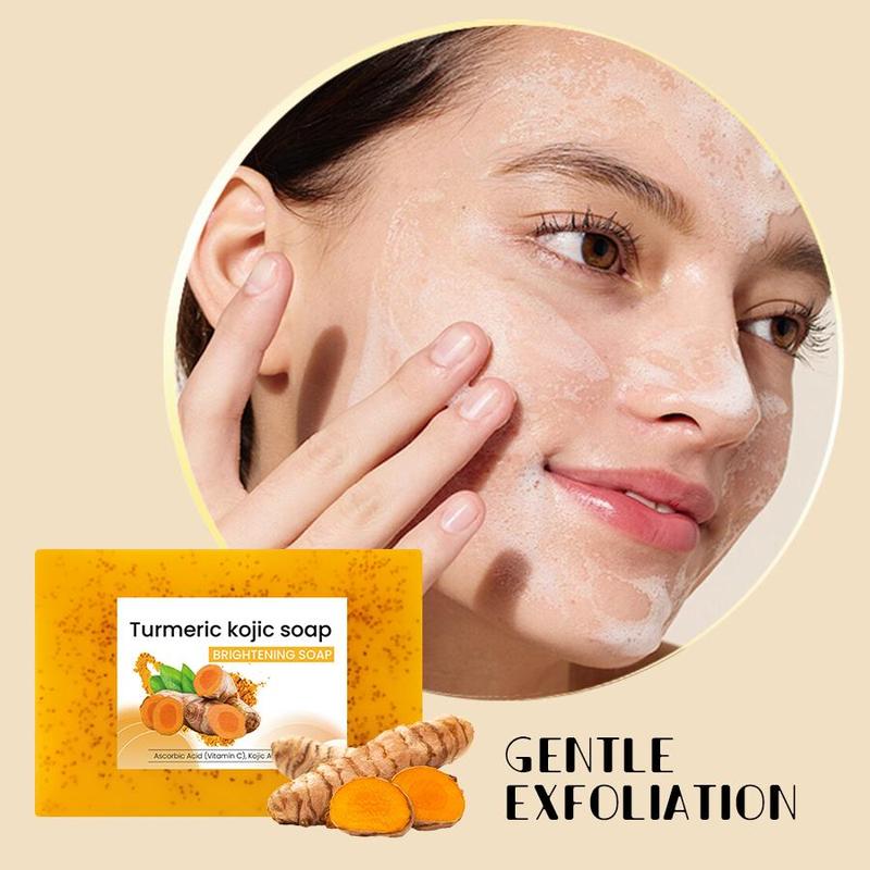 Turmeric Lemon Soap, 8 Counts Deep Cleansing Bathing and Facial Soap with 2 Foaming Nets, Suitable for Both Men and Women