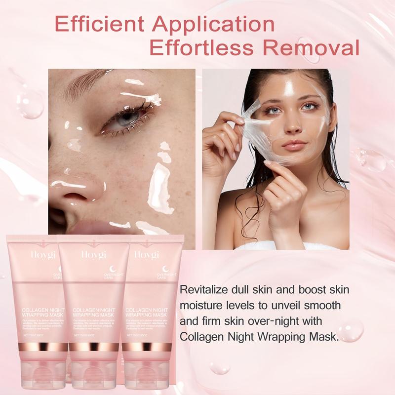 Collagen Overnight Wrapping Facial Mask, 5 Counts set Moisturizing Facial Mask, Deep Cleansing Facial Mask, Face Care Product for Women & Men, Christmas Gift