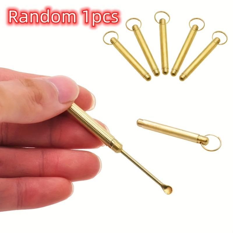 Portable Brass Ear Pick Keychain, Ear Wax Removal Tool with Rings, Travel Pack Ear Cleaner, Personal Care Accessories