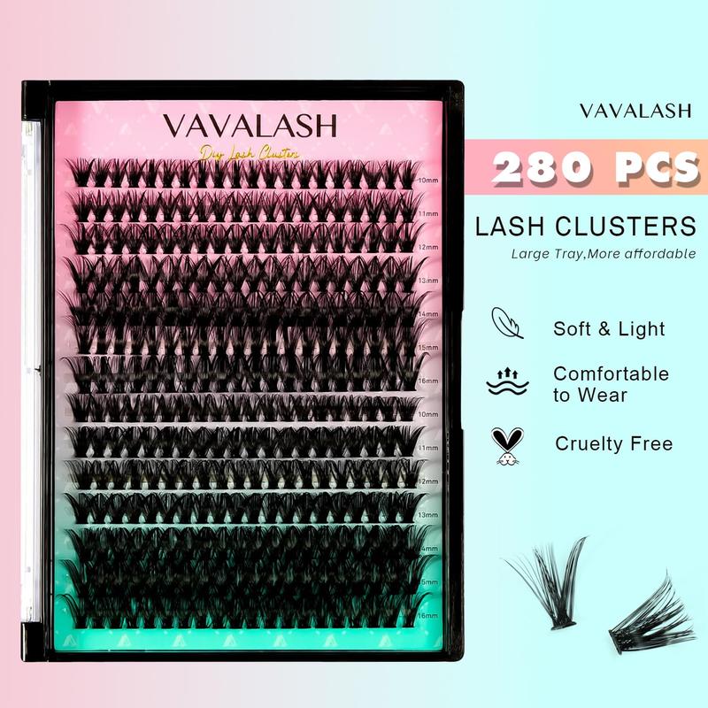 DIY Lash Extensions Kit Individual Cluster Lashes Kit with 280 Lash Clusters 40D+50D-0.07-D-10-16Mix, Lash Bond and Seal, Lash Applicator for DIY Eyelash Extensions at Home（Kit-40D+50D)