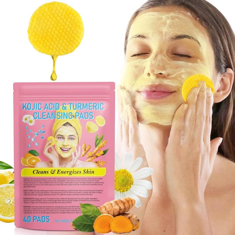 Turmeric & Kojic Acid Foaming Exfoliating Pads | Balancing Turmeric Cleansing Pads for Oil and Hydration | Gentle Exfoliation Solution