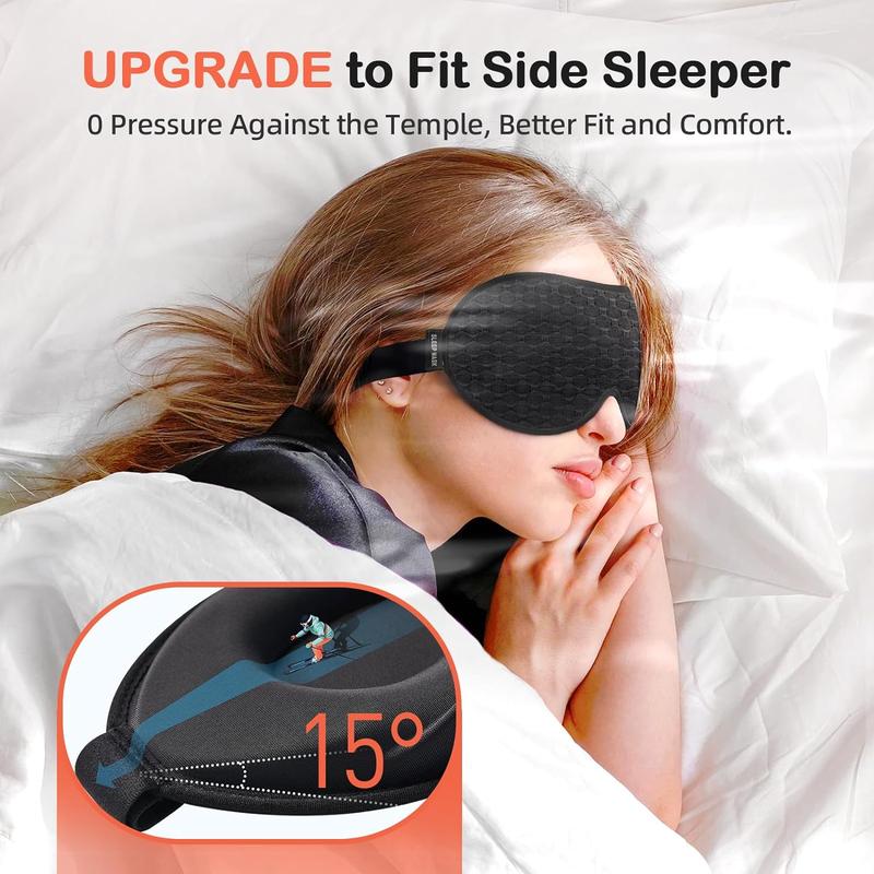 Sleep Mask for Side Sleeper, Eye Mask Sleeping Women Men, Light Blocking 3D Contoured Cup Sleeping Mask Soft No Eye Pressure Eye Shade Cover Blindfold Night Mask for Travel Nap Yoga, Black