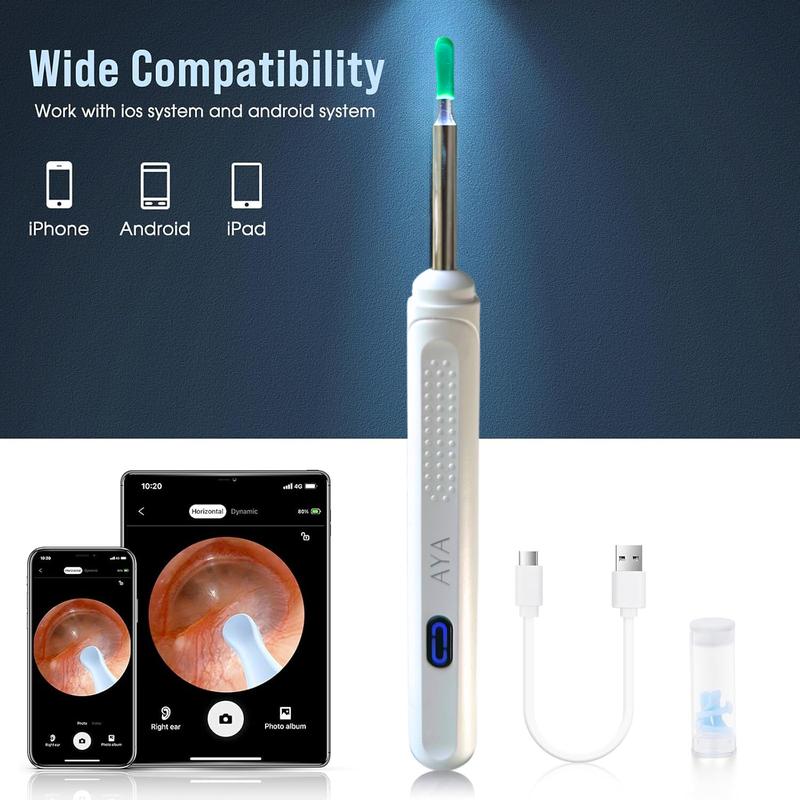 Ear Wax Removal and Cleaner with Camera  - 7 Pcs Set - Kit with Light - US BRANDED - 6 Ear Spoon - Great for iOS & Android