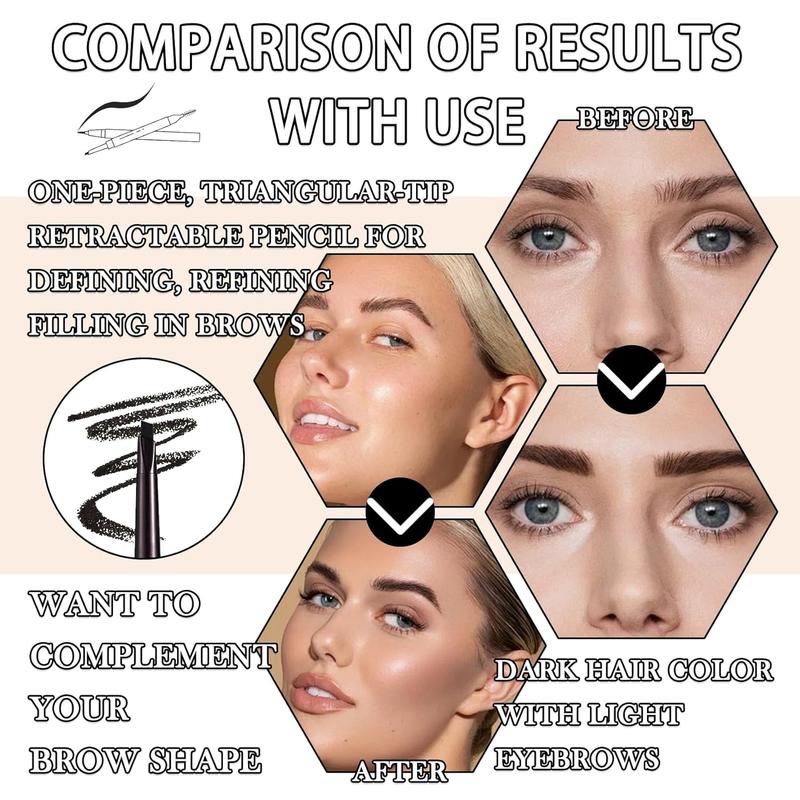 Trending on TikTok! 3 Pcs Waterproof Eyebrow Pencil. Longwearing Eyebrow Pen Makeup with Brush. Smudge Proof Brow Pen. Eye Brow Pencils for Women's Daily Eye Makeup. Black. A Must-Have for Flawless Brows.