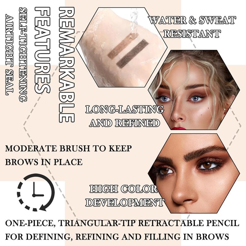 Trending on TikTok! 3 Pcs Waterproof Eyebrow Pencil. Longwearing Eyebrow Pen Makeup with Brush. Smudge Proof Brow Pen. Eye Brow Pencils for Women's Daily Eye Makeup. Black. A Must-Have for Flawless Brows.