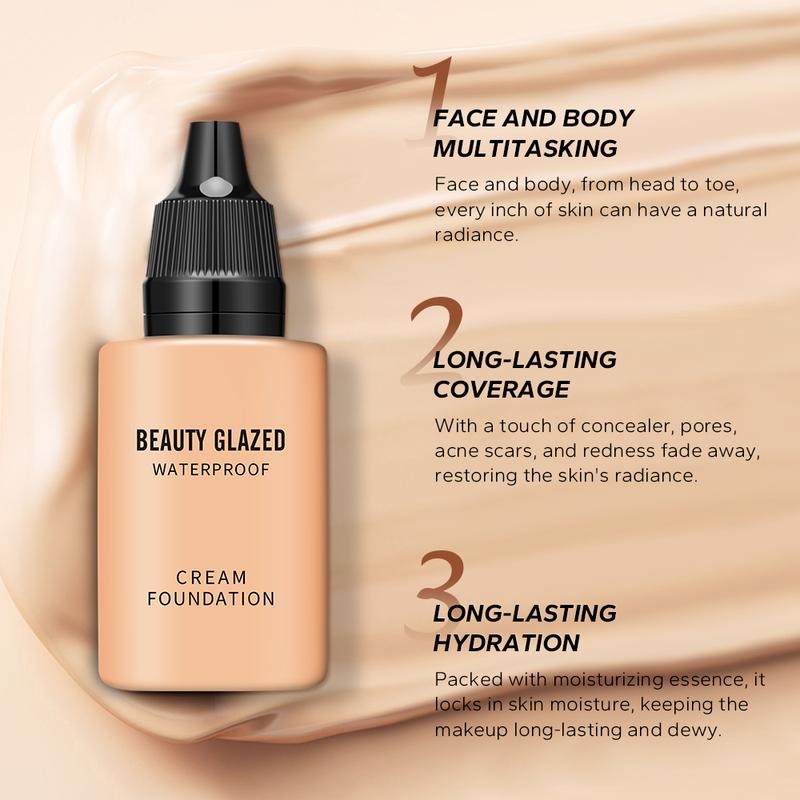 Beauty Glazed 9-Color Liquid Foundation - Matte Full Coverage, Oil Control, Long-Lasting & Lightweight, Hydrating Facial Cosmetics