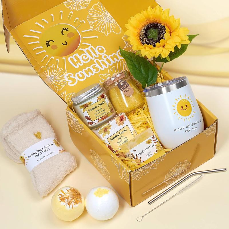 Gift Baskets For Women, Get Well Gifts for Women-8- Care Package, Christmas Gifts for Women,  Friend, Mom & Sister, Sunflower Gifts & Get Well Soon Gift Baskets - Little Box of Sunshine