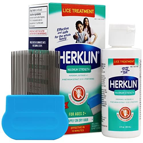 Herklin Lice Treatment Shampoo, Maximum Strength, Easy to Apply, 2 Fl Oz, Bottle  Haircare