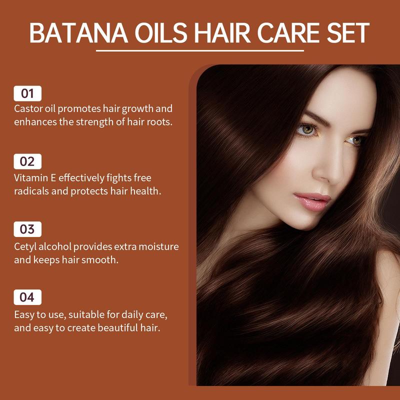 Batana Oil Hair Care Kit, 1 Set Moisturizing Hair Shampoo & Conditioner & Hair Mask & Hair Oil, Hair Care & Styling Product for Women & Men, Christmas Gift