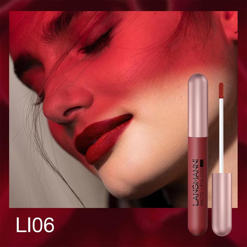 6 Pcs Matte Liquid Lipstick Makeup Set Velvety Liquid Lipstick Long Lasting Durable Nude Lip Gloss Beauty Cosmetics Set for Girls and Women