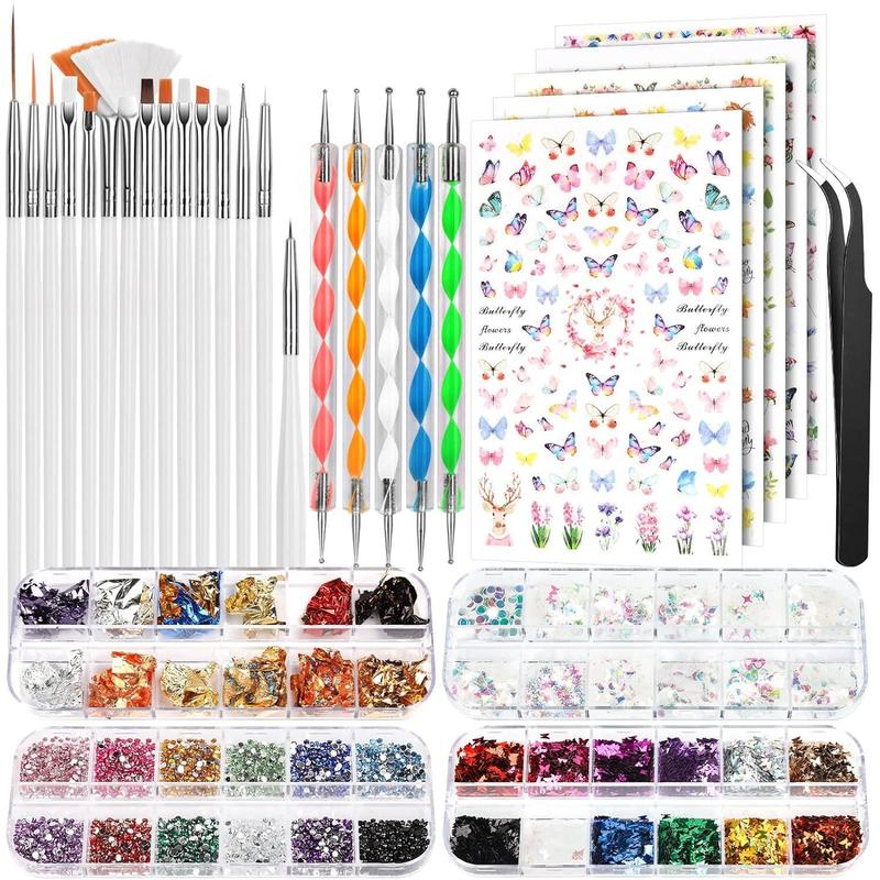 Summer Manicure Decorative Supplies, Foil Nail Paper, Paint Pen, Nail Art Pen, Nail Art Butterfly Sequins, Nail Art Sticker, Back to School