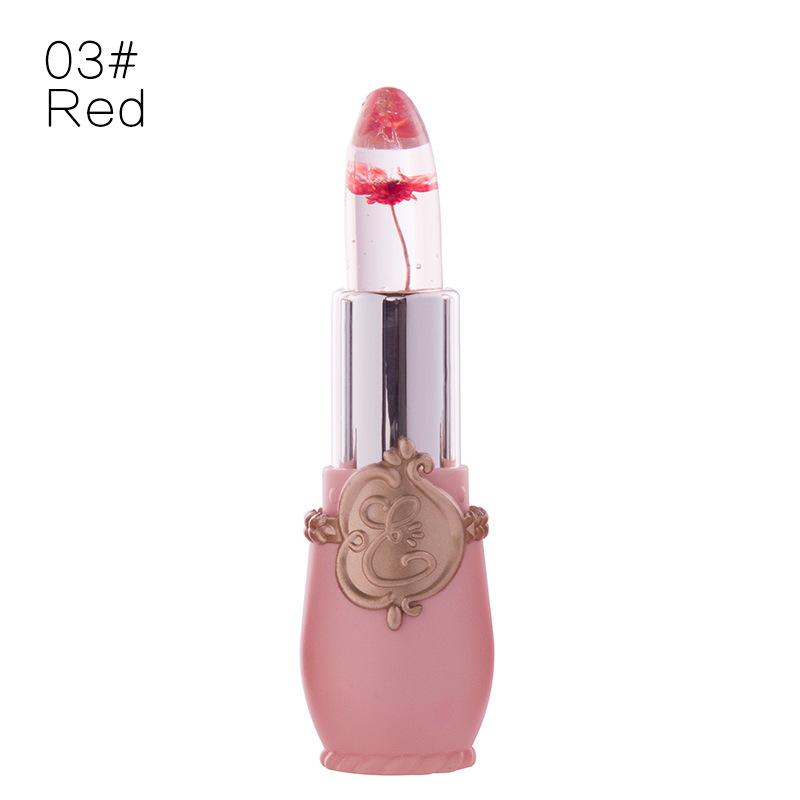 Ladies Flower Jelly Lipstick Temperature Change Moisturizer Lip Gloss Compact Makeup Color Hydrating Moisturizing Case