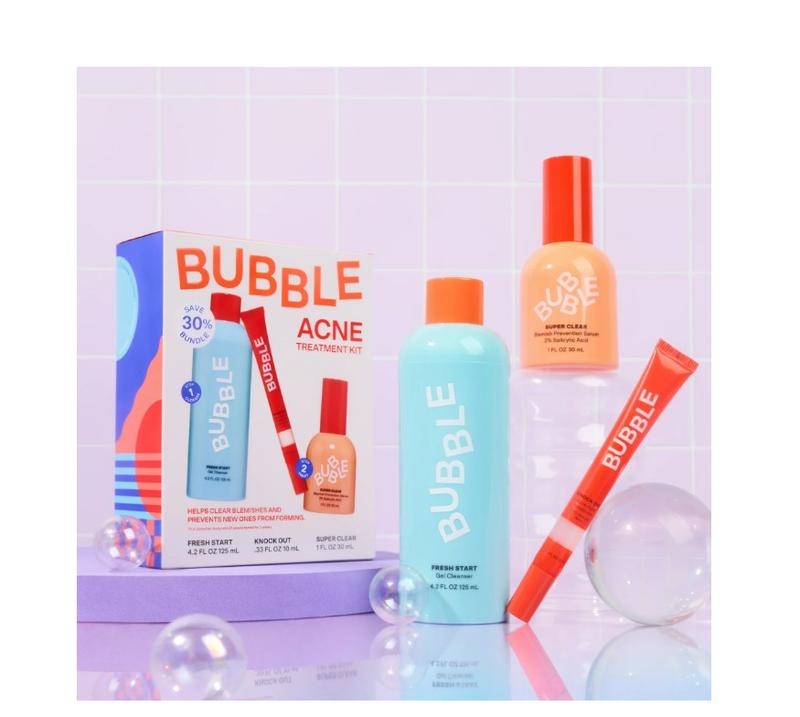 Bubble Skincare Acne Kit, All Skin Types, 3 Items Included