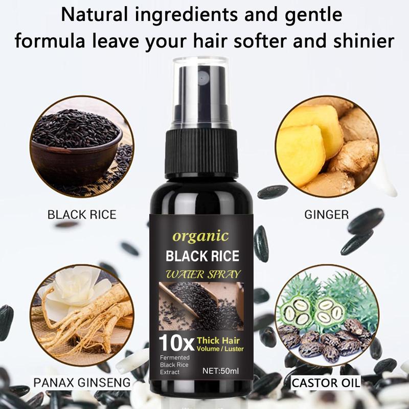 Organic Black Rice Water Spray, Hair Care Product for Improves Hair Quality, Black Rice Extract Hair Care Spray for Women & Men