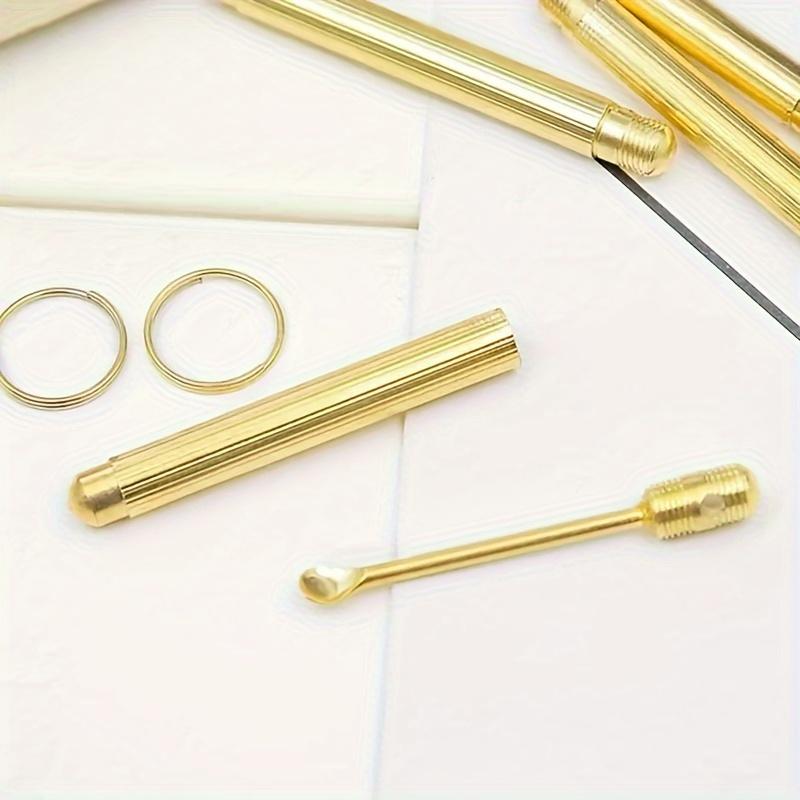 Portable Brass Ear Pick Keychain, Ear Wax Removal Tool with Rings, Travel Pack Ear Cleaner, Personal Care Accessories