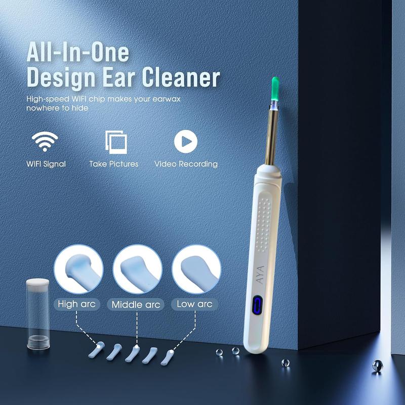 Ear Wax Removal and Cleaner with Camera  - 7 Pcs Set - Kit with Light - US BRANDED - 6 Ear Spoon - Great for iOS & Android