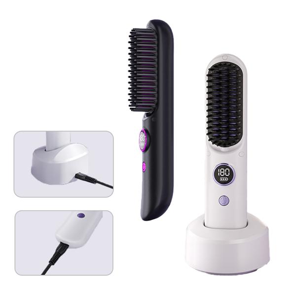 Cedcer Negative Ion Cordless Hair Straightening Brush,9 Temp Settings 20s Fast Heating & LED Display