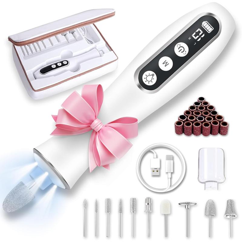 Cordless Nail Drill, Portable 2000 mAh Rechargeable Electric Nail File for Thick Toenails, 10 Speeds Nail Dril Machine Professional Manicure Pedicure Set for Women Hand Foot Natural Nails Care