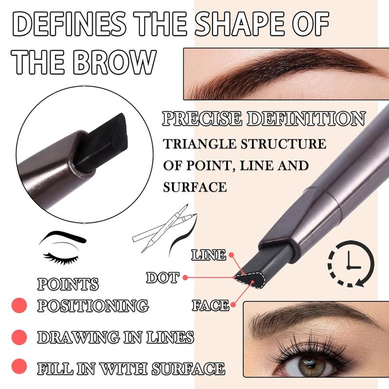 Trending on TikTok! 3 Pcs Waterproof Eyebrow Pencil. Longwearing Eyebrow Pen Makeup with Brush. Smudge Proof Brow Pen. Eye Brow Pencils for Women's Daily Eye Makeup. Black. A Must-Have for Flawless Brows.