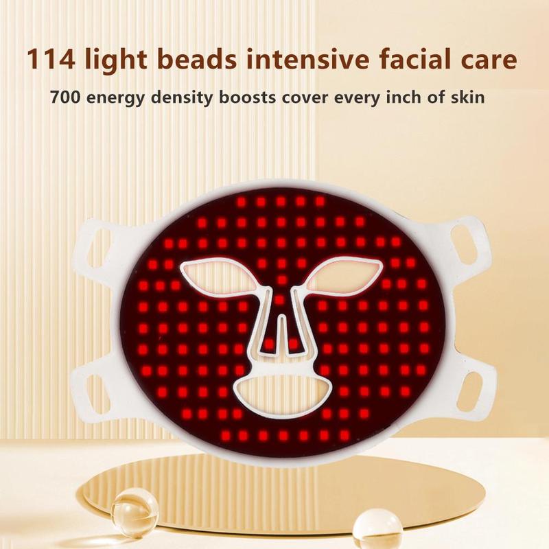 LED Light Facial Mask, 7 Color Silicone Electric Face Mask, Automatic Firming Facial Skin Care Mask, Professional Facial Beauty Instrument for Women