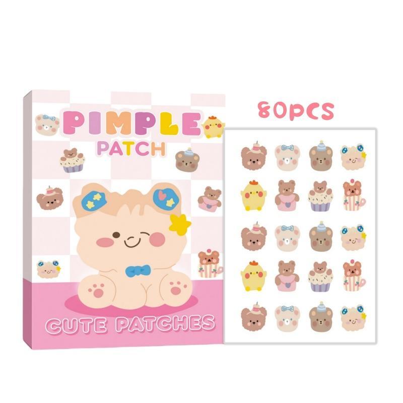 Cute Cartoon Pattern Acne Patches, 80pcs set Invisible Acne Patches, Hydrocolloid Spot Marks Blemishes Covering Patches, Facial Skin Care Product