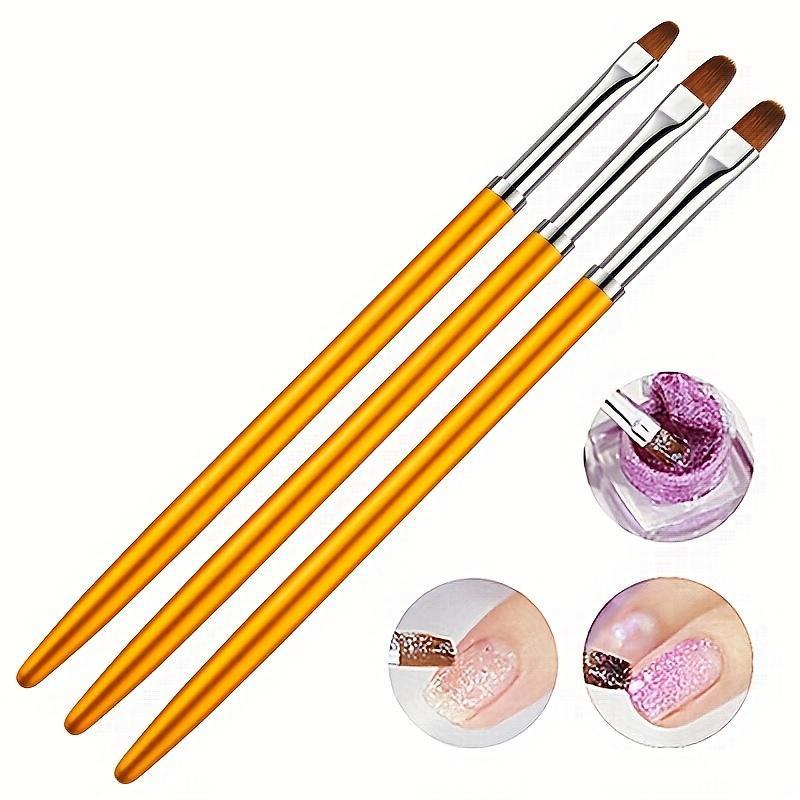 Nail Art Brush (3pcs), Gel Nail Polish Brush, Manicure Brush, Professional Manicure Tool for Home & Salon Use