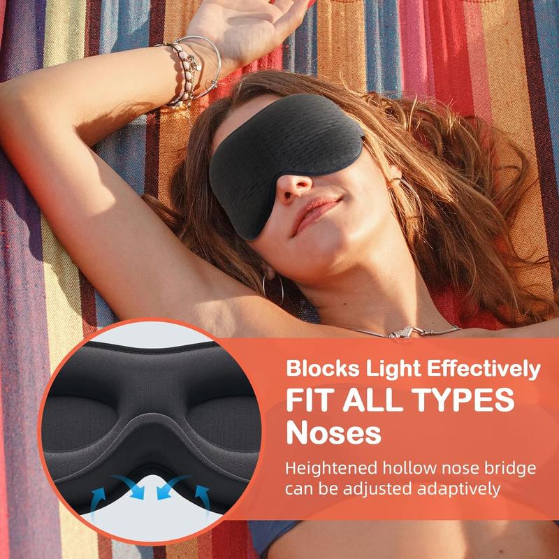 Sleep Mask for Side Sleeper, Eye Mask Sleeping Women Men, Light Blocking 3D Contoured Cup Sleeping Mask Soft No Eye Pressure Eye Shade Cover Blindfold Night Mask for Travel Nap Yoga, Black