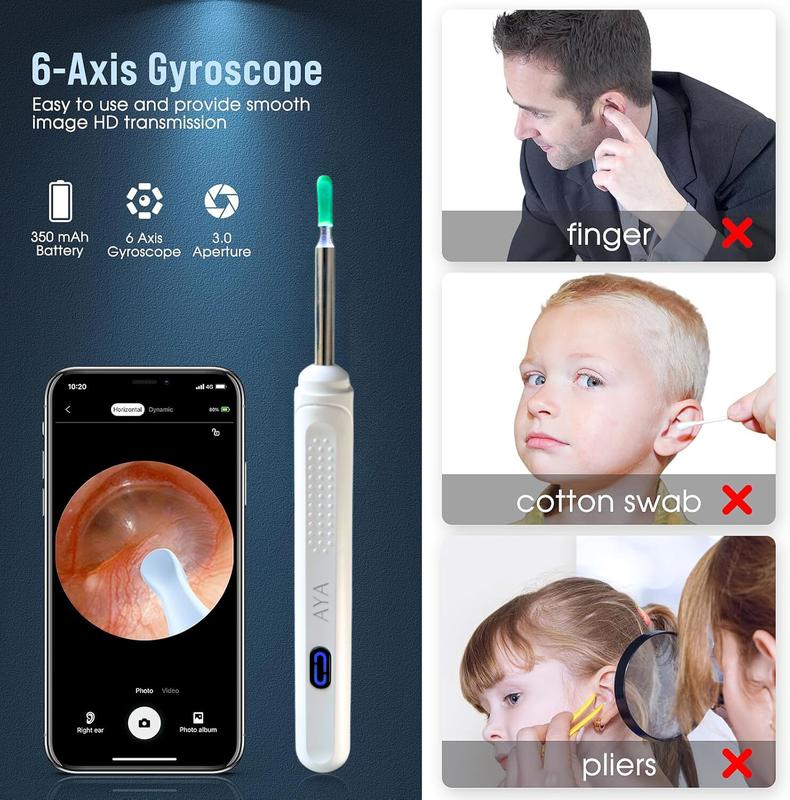 Ear Wax Removal and Cleaner with Camera  - 7 Pcs Set - Kit with Light - US BRANDED - 6 Ear Spoon - Great for iOS & Android