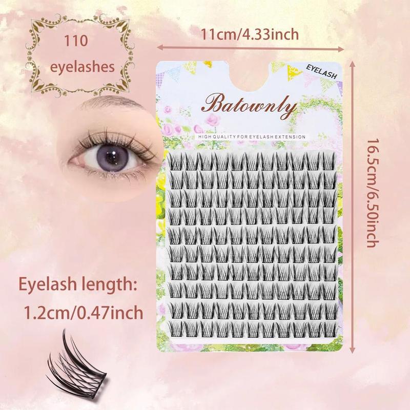 Natural False Eyelashes Kit, 1 Set Mixed Length Individual False Eyelashes with Glue & Tweezers & Remover & Brush & Eyelash Curler, Eye Makeup Accessories