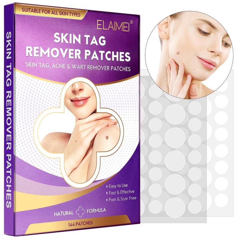 Skin Tag Patches, 144pcs box Natural Active Ingredient Wart Patches, Quick and Obvious Results Acne Patches, Suitable for All Skin Types