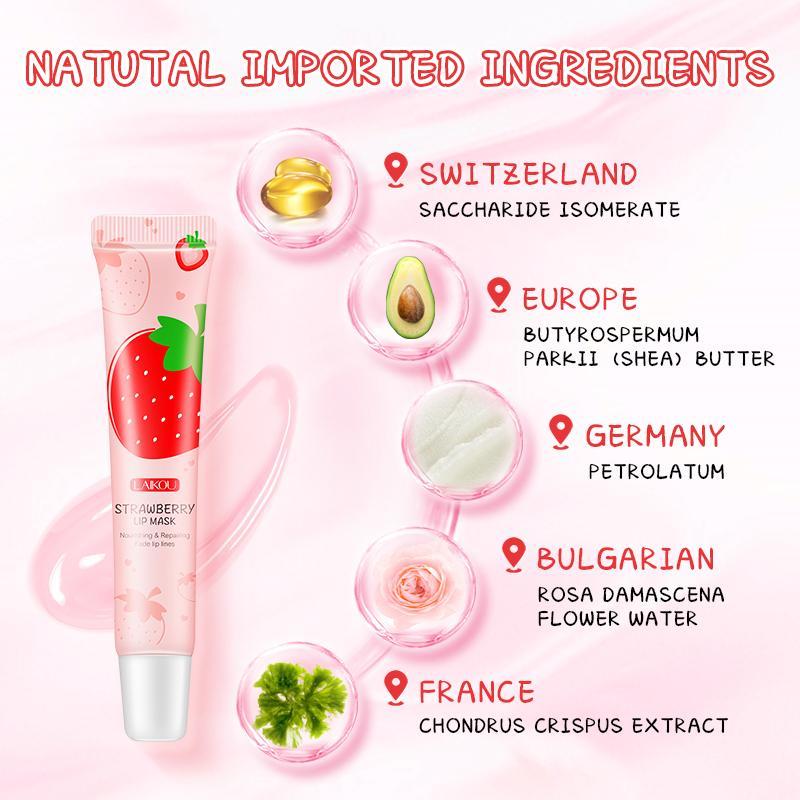 Hydrating Strawberry Skincare Lip Mask, Moisturizing Lip Mask, Comfort Lip Care Mask, Lip Care Moisturizer for Women & Girls