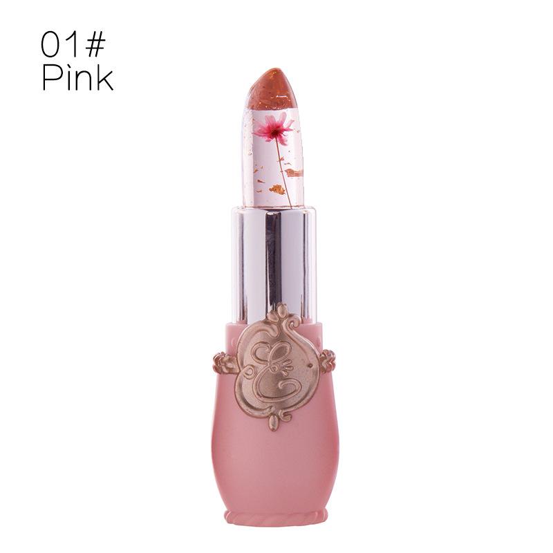 Ladies Flower Jelly Lipstick Temperature Change Moisturizer Lip Gloss Compact Makeup Color Hydrating Moisturizing Case