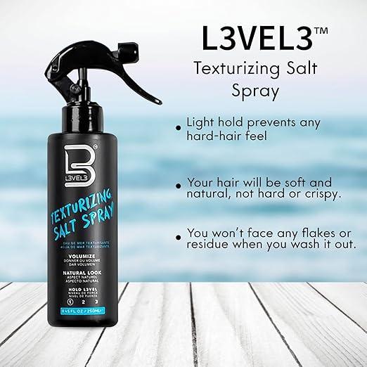 Level 3 Sea Salt Texturizing Spray - Creates Beachy Waves and Texture - Casual Hair Finish Gel Haircare Gentle