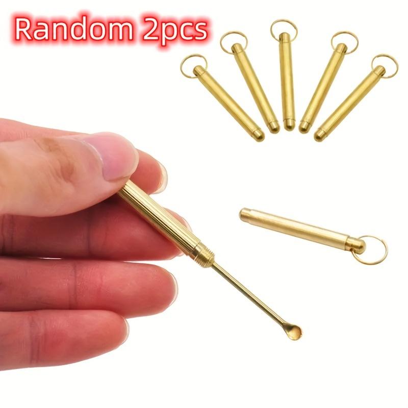 Portable Brass Ear Pick Keychain, Ear Wax Removal Tool with Rings, Travel Pack Ear Cleaner, Personal Care Accessories