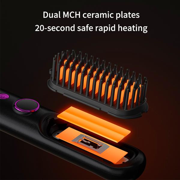 Cedcer Negative Ion Cordless Hair Straightening Brush,9 Temp Settings 20s Fast Heating & LED Display