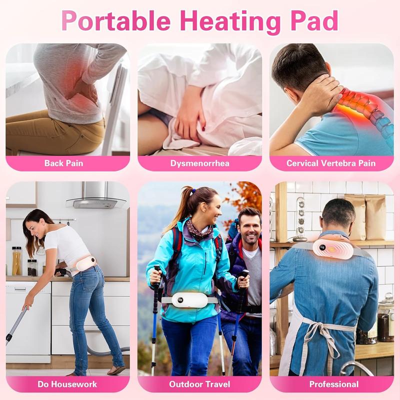 Heating Pad for Period Cramps 5000mAh, Portable Heating Pad with 6 Heating Levels and 6 Massage Modes, Menstrual Heating Pad with 3 Timer Auto Off Set Cordless Comfort