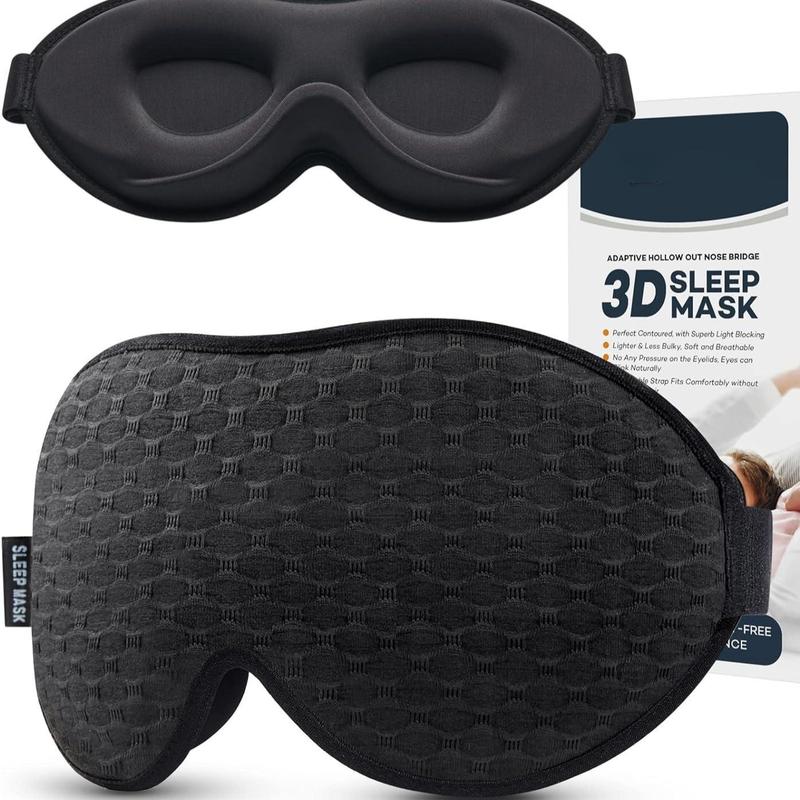 Sleep Mask for Side Sleeper, Eye Mask Sleeping Women Men, Light Blocking 3D Contoured Cup Sleeping Mask Soft No Eye Pressure Eye Shade Cover Blindfold Night Mask for Travel Nap Yoga, Black