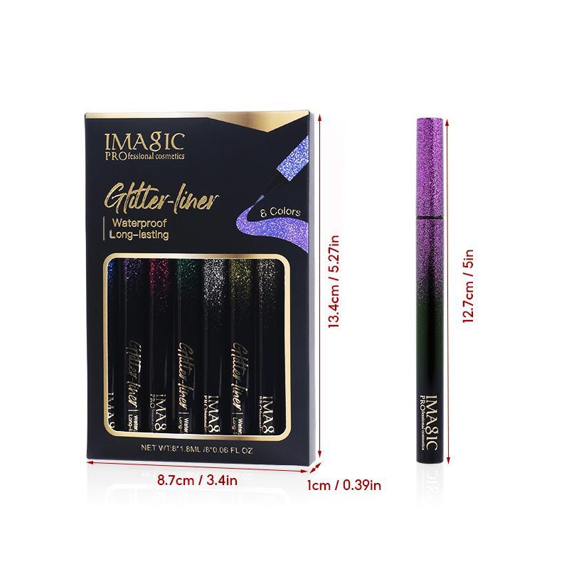 Glitter Liquid Eyeliner Set, 8 Counts set Long Lasting Shimmering Eyeliner, Waterproof Eye Makeup Tool for Women & Girls