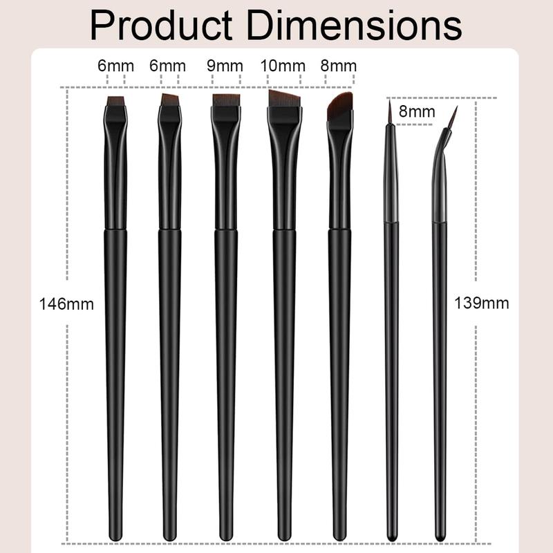 7 Pcs Eyeliner Brush, Angled Flat Definer Eye Liner Makeup Brushes, Ultra Fine Bent Pencil Point Eyeliner Brushes for Precision Liner