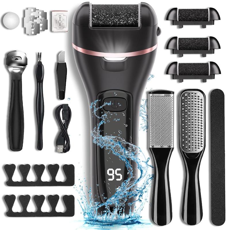 2PC 3PC Electric Callus Remover for Feet with 3 Roller Heads 2 Speed Rechargeable Waterproof Professional Pedicure Kit 17 in 1 Foot File Tools Perfect for Dead Hard Cracked Dry Skin