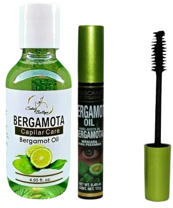 BERGAMOTA Oil Hair Care Bergamot oil ideal for hair, beard and mustache, 4.05oz+BERGAMOT OIL BLACK Waterproof Mascara(4% silicon 1% pantenol)Haircare Daily Nourishing